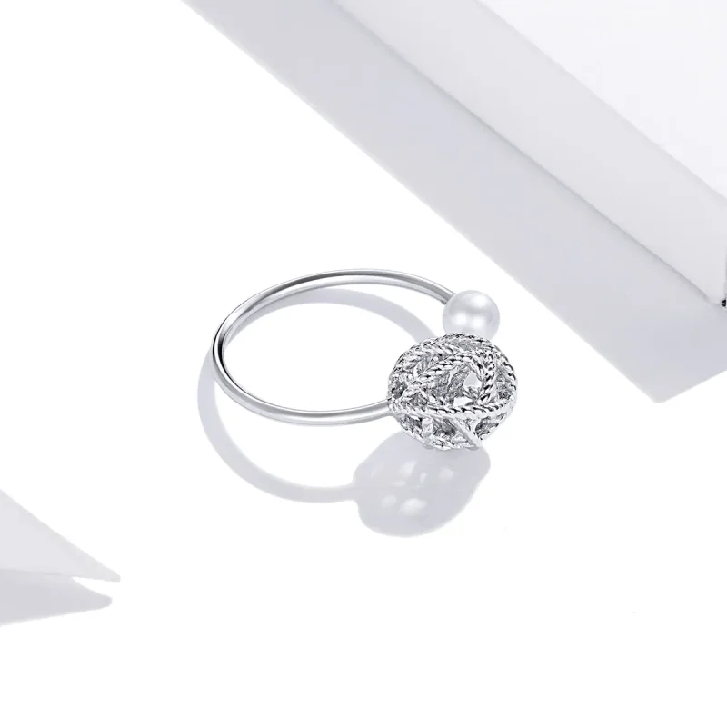 (image for) Pandora Style Silver Ball of Yarn Open Ring - SCR690 - View 4