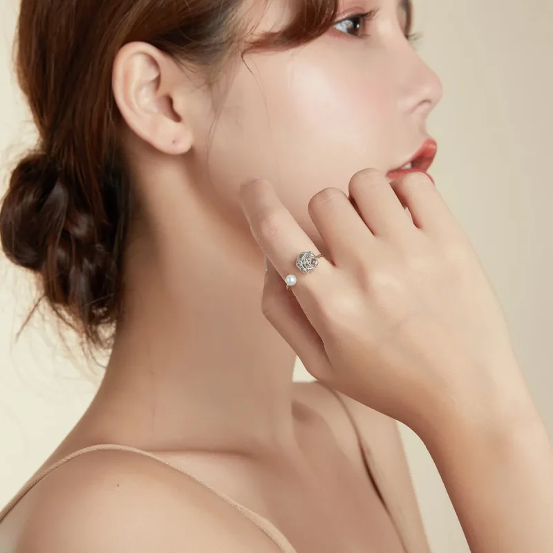 (image for) Pandora Style Silver Ball of Yarn Open Ring - SCR690 - View 7