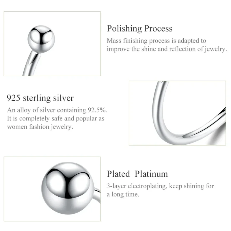 (image for) Pandora Style Silver Silver Ball Open Ring - SCR575 - View 3