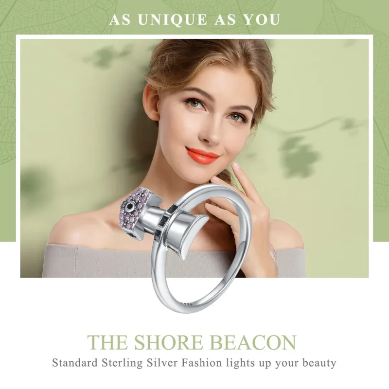 (image for) Pandora Style Silver Beacon Lighthouse Ring - SCR210 - View 2