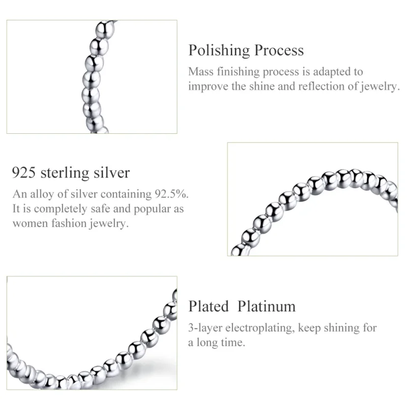 (image for) Pandora Style Silver Beaded Ring - SCR574 - View 3