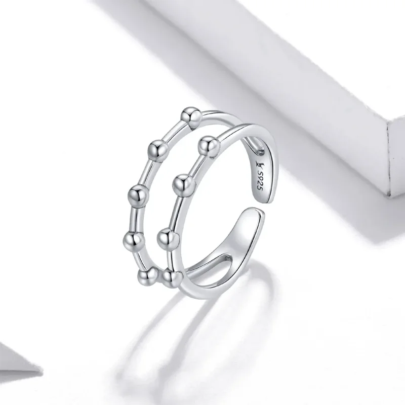 (image for) Pandora Style Silver Bean Bead Open Ring - SCR719 - View 2