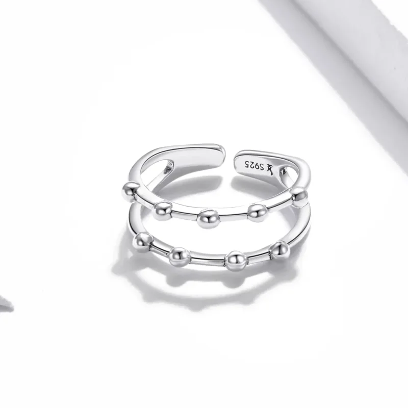 (image for) Pandora Style Silver Bean Bead Open Ring - SCR719 - View 4