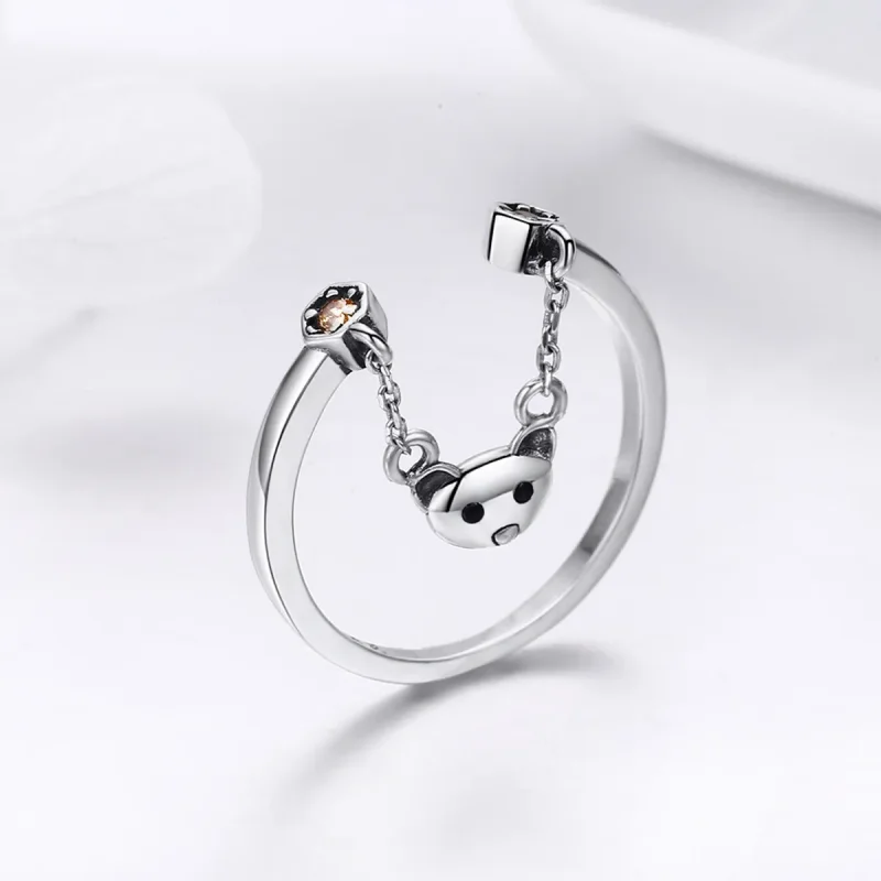 (image for) Pandora Style Silver Bear Story Ring - SCR307 - View 4
