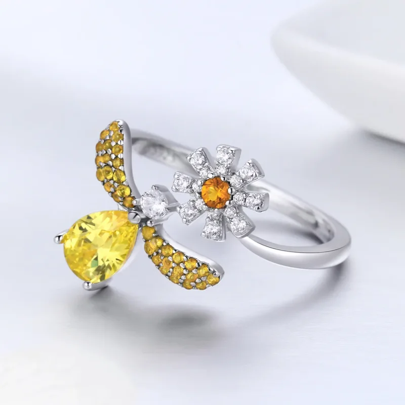 (image for) Pandora Style Silver Bee Wish Ring - SCR348 - View 2