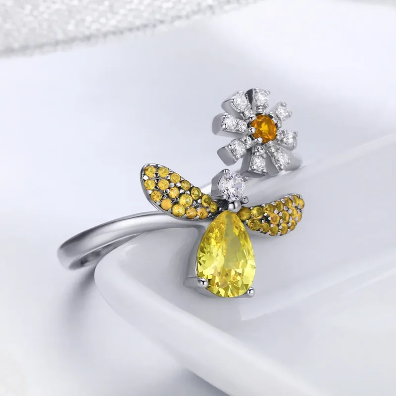(image for) Pandora Style Silver Bee Wish Ring - SCR348 - View 3