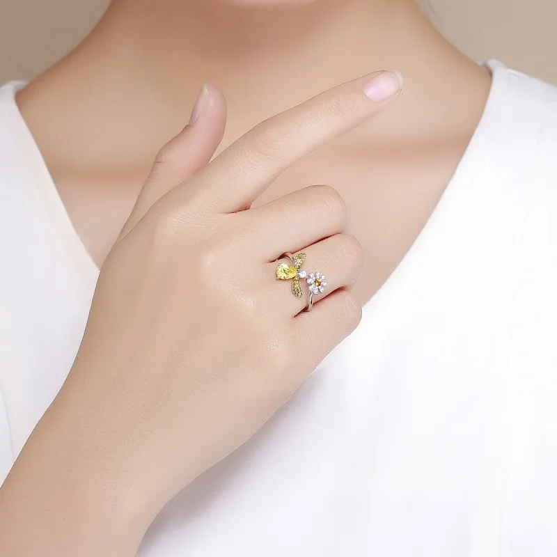 (image for) Pandora Style Silver Bee Wish Ring - SCR348 - View 4