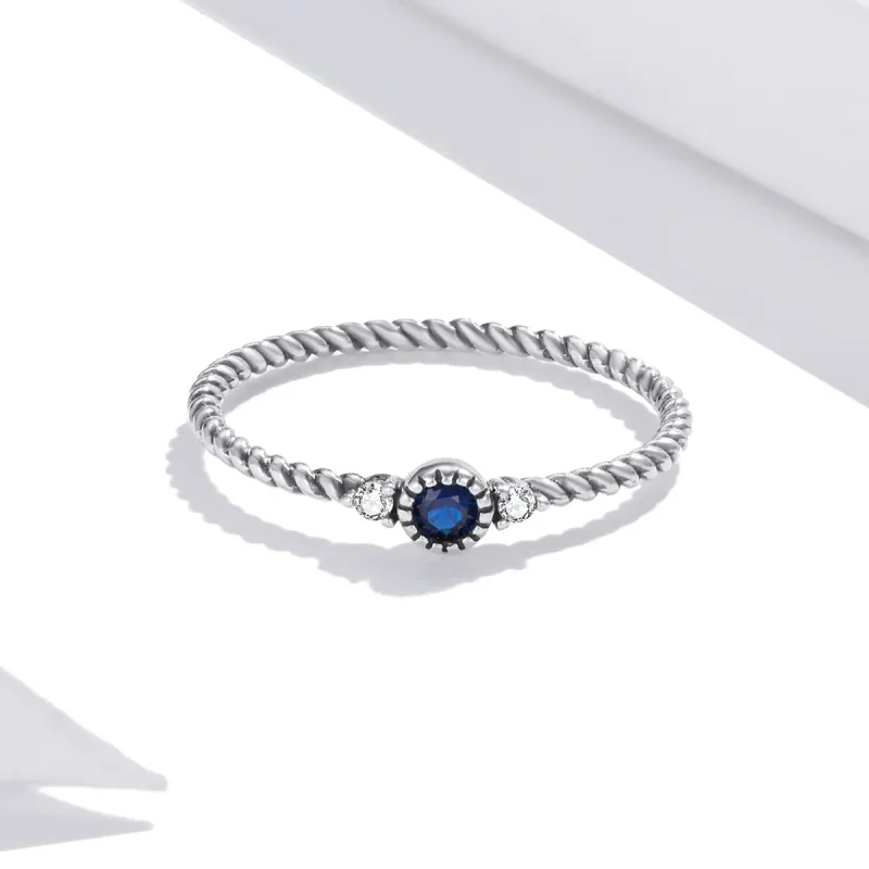 (image for) Pandora Style Silver Blue Stone Ring - SCR693 - View 3