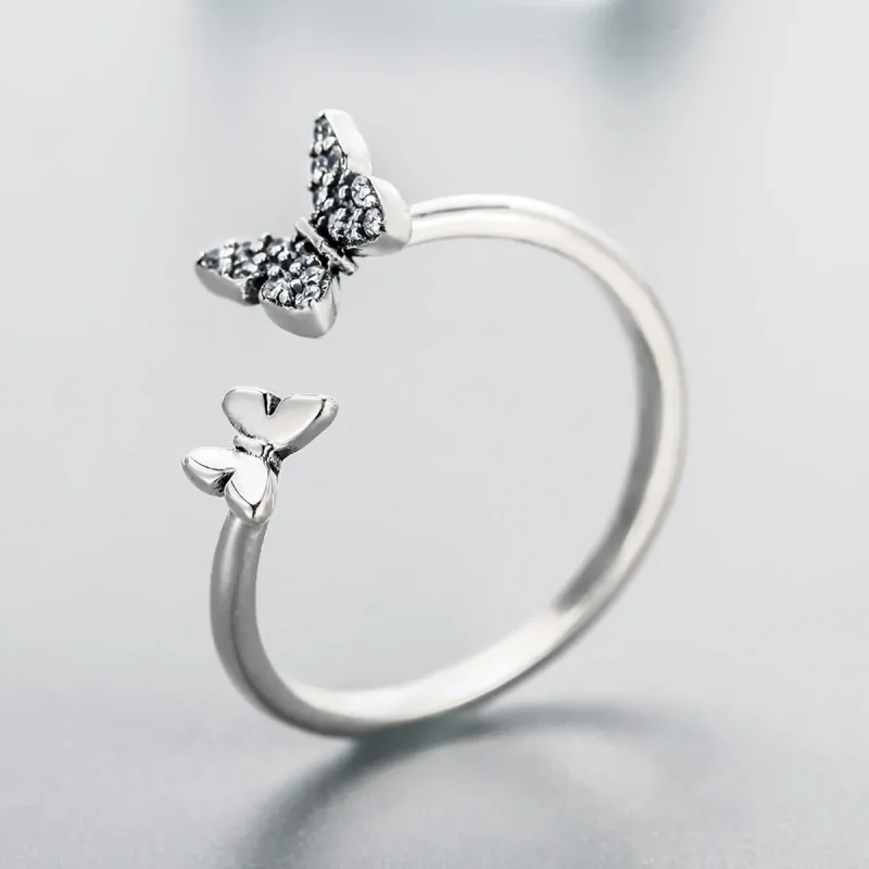 (image for) Pandora Style Silver Butterfly Dance Ring - SCR087 - View 4
