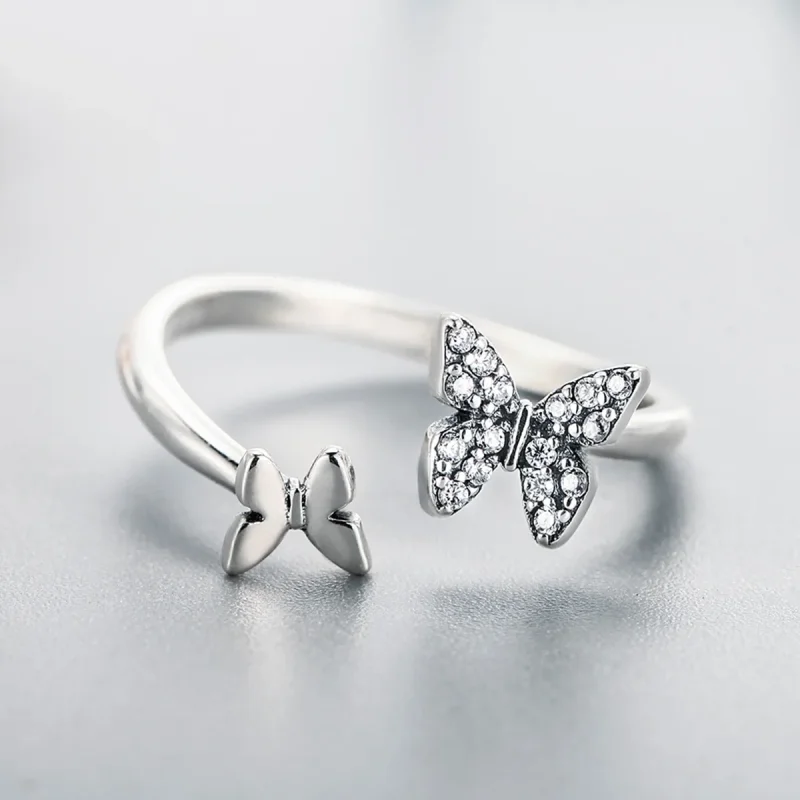 (image for) Pandora Style Silver Butterfly Dance Ring - SCR087 - View 5