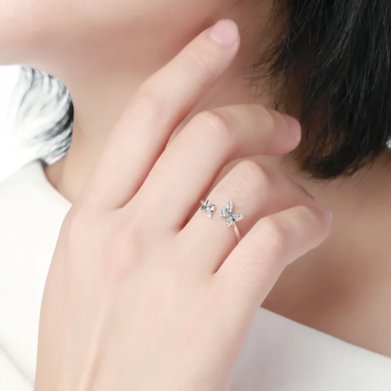 (image for) Pandora Style Silver Butterfly Dance Ring - SCR087 - View 6
