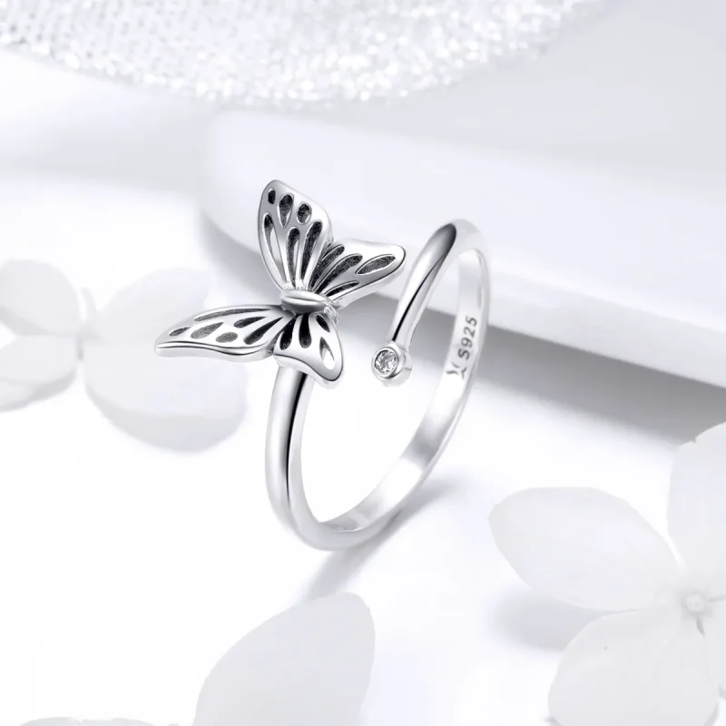 (image for) Pandora Style Silver Butterfly Dream Ring - SCR448 - View 2