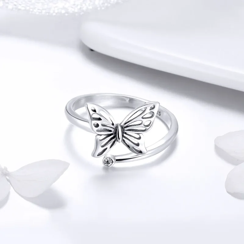 (image for) Pandora Style Silver Butterfly Dream Ring - SCR448 - View 3