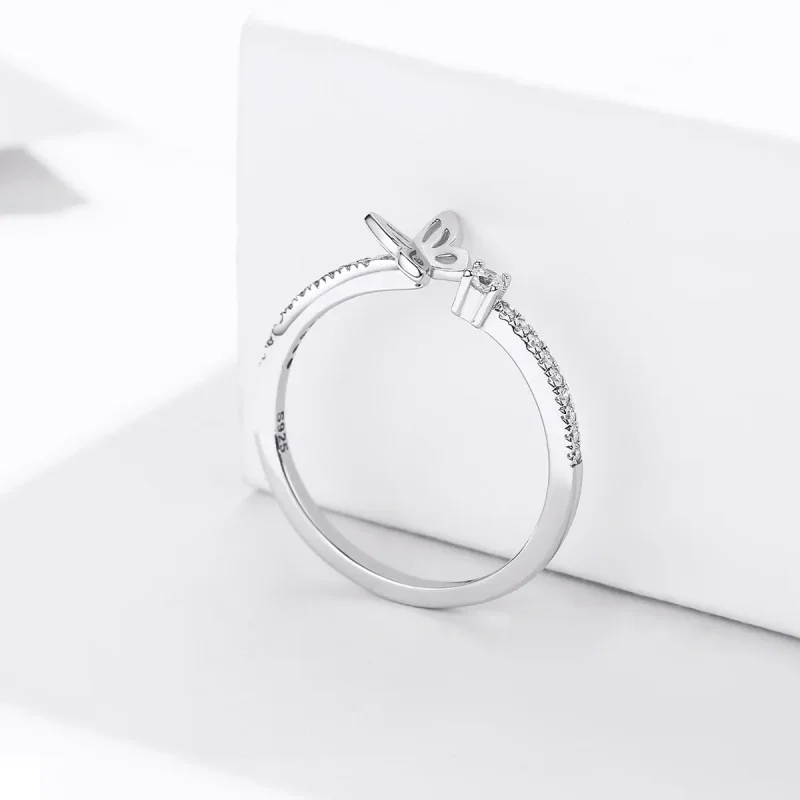 (image for) Pandora Style Silver Butterfly Open Ring - SCR550 - View 4