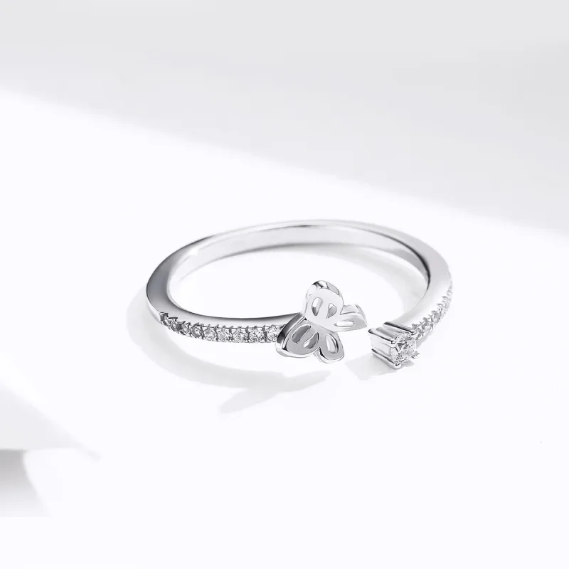 (image for) Pandora Style Silver Butterfly Open Ring - SCR550 - View 5