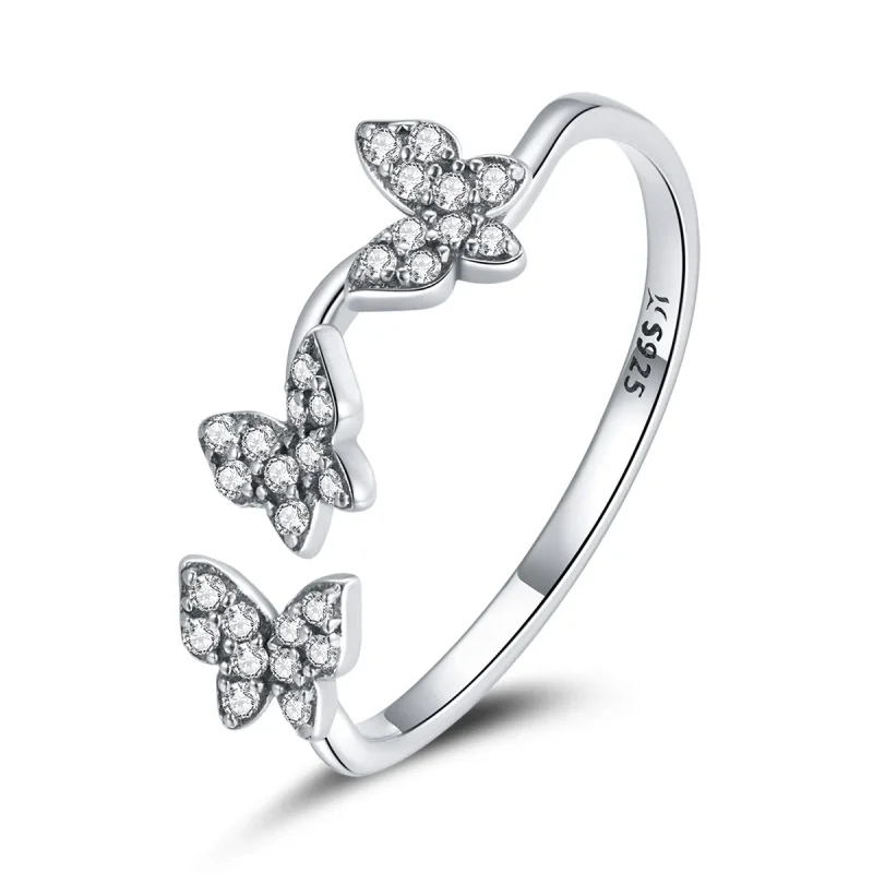 (image for) Pandora Style Silver Butterfly Open Ring - SCR704