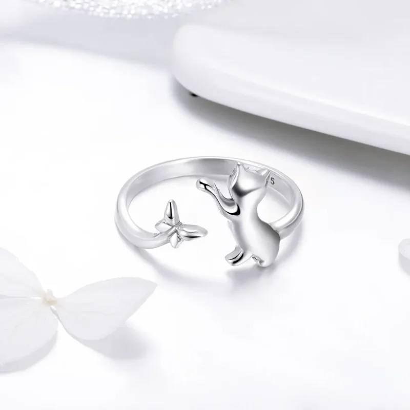 (image for) Pandora Style Silver Cat Companionship Ring - SCR443 - View 4