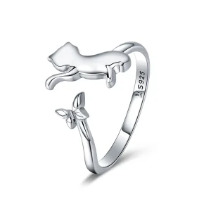 Pandora Style Silver Cat Companionship Ring - SCR443 (image for) Pandora Style Silver Cat Companionship Ring - SCR443