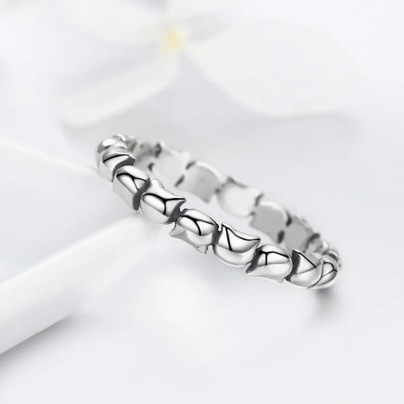 (image for) Pandora Style Silver Cat Love Ring - SCR047 - View 5