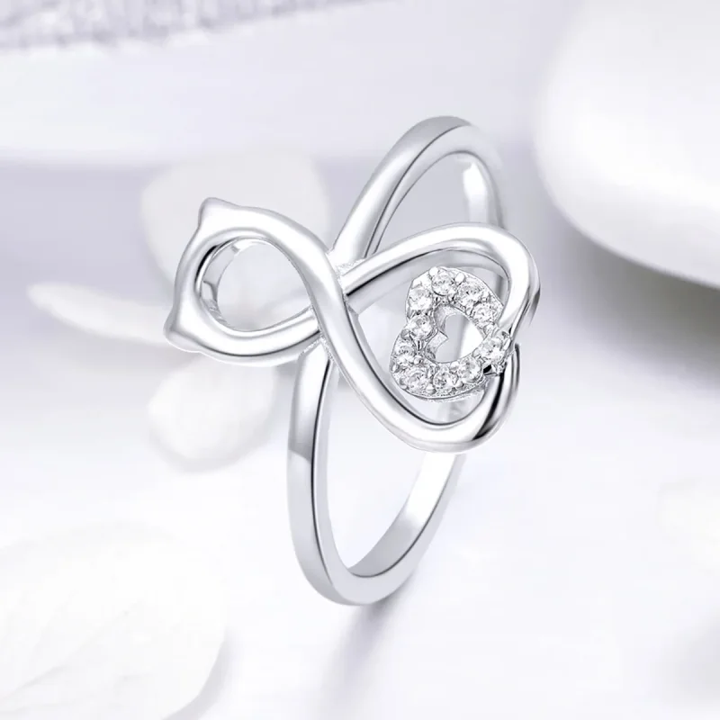 (image for) Pandora Style Silver Cat Love Ring - SCR417 - View 3
