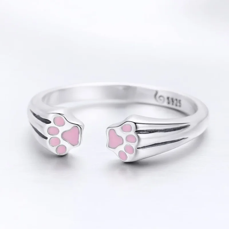 (image for) Pandora Style Silver Cat Paw Ring - SCR366 - View 2