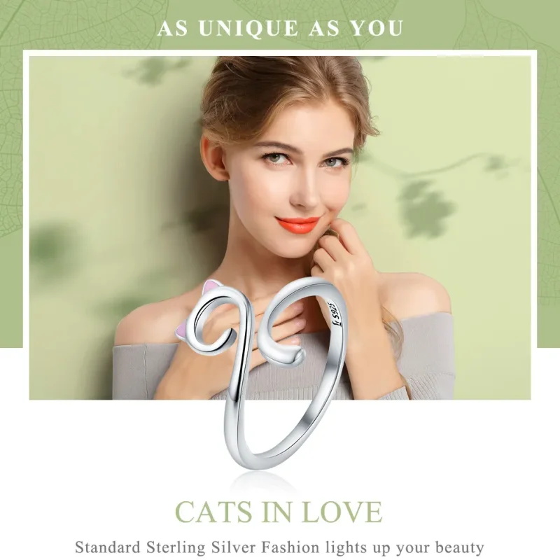 (image for) Pandora Style Silver Cats In Love Ring - SCR341 - View 2