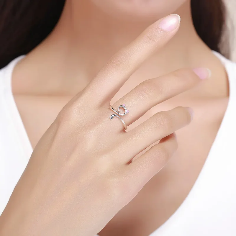 (image for) Pandora Style Silver Cats In Love Ring - SCR341 - View 3