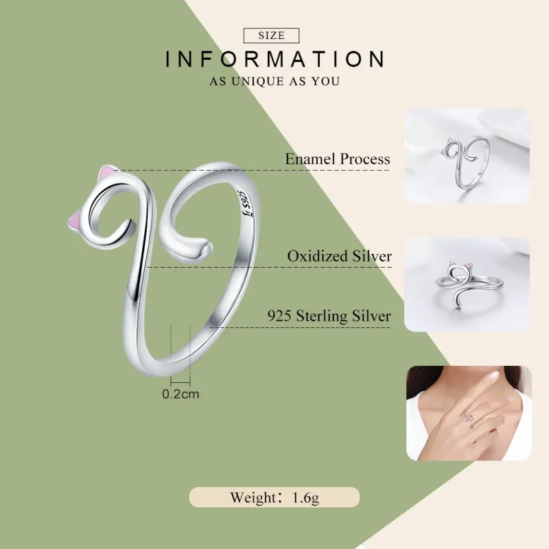 (image for) Pandora Style Silver Cats In Love Ring - SCR341 - View 4