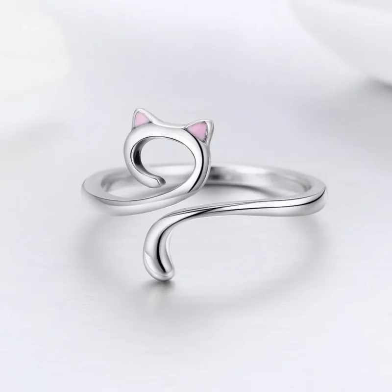 (image for) Pandora Style Silver Cats In Love Ring - SCR341 - View 5