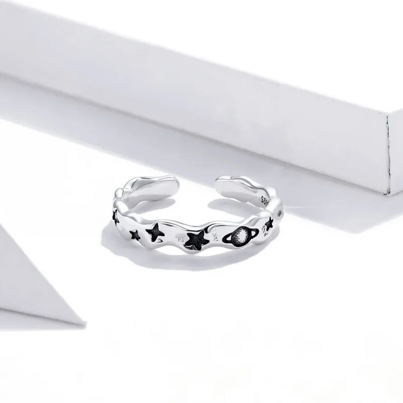 (image for) Pandora Style Silver Celestial Stars Open Ring - SCR678 - View 3