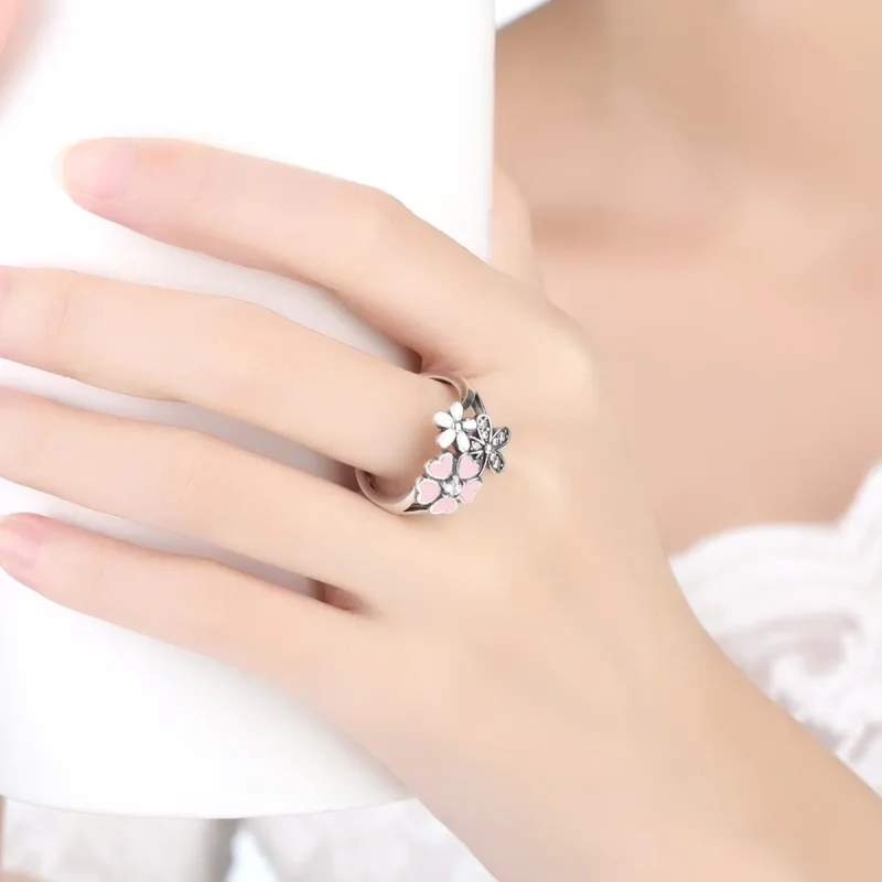 (image for) Pandora Style Silver Cherry Blossom Ring - SCR004 - View 2