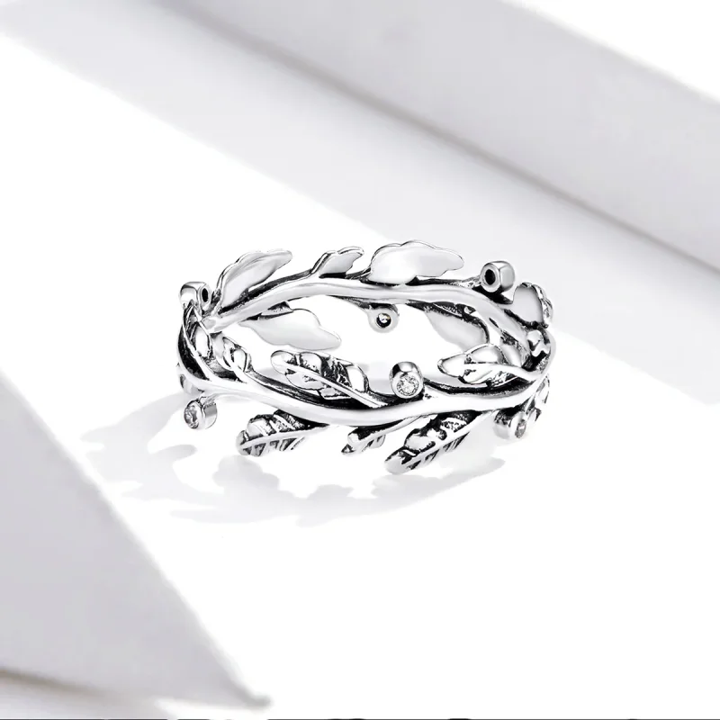 (image for) Pandora Style Silver Classical Leaves Ring - SCR669 - View 2