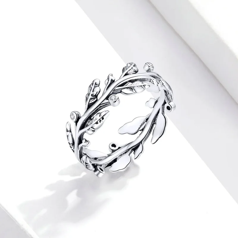 (image for) Pandora Style Silver Classical Leaves Ring - SCR669 - View 3