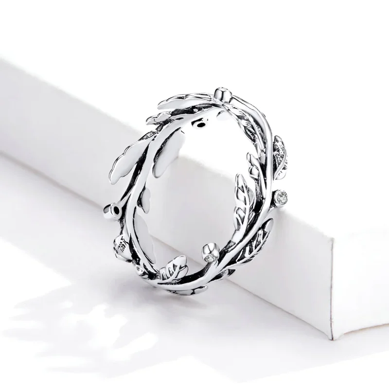 (image for) Pandora Style Silver Classical Leaves Ring - SCR669 - View 4
