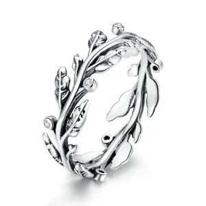 (image for) Pandora Style Silver Classical Leaves Ring - SCR669