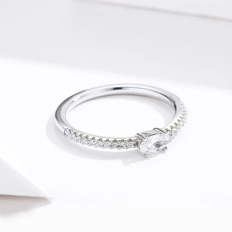 (image for) Pandora Style Silver Clear Stone Ring - SCR524 - View 4