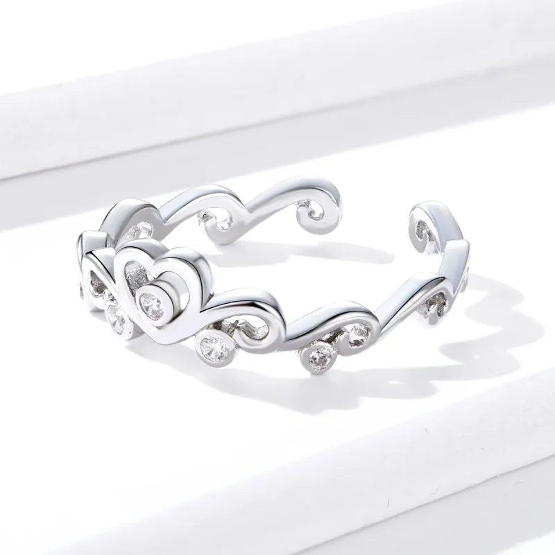 (image for) Pandora Style Silver Crown Open Ring - BSR105 - View 3
