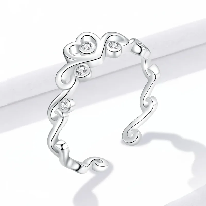 (image for) Pandora Style Silver Crown Open Ring - BSR105 - View 4