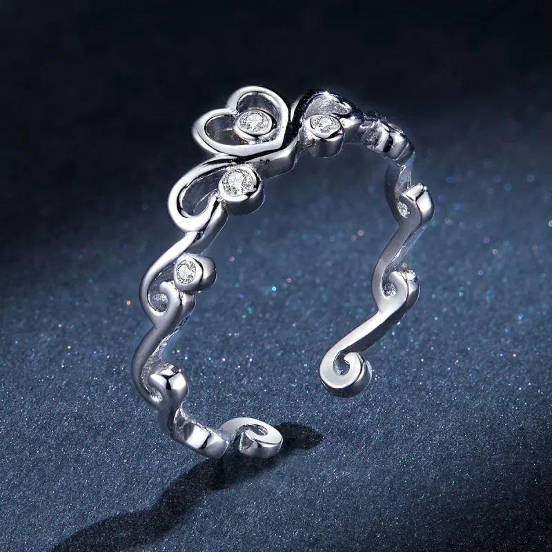 (image for) Pandora Style Silver Crown Open Ring - BSR105 - View 5