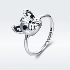 (image for) Pandora Style Silver Cute Bulldog Ring - SCR261