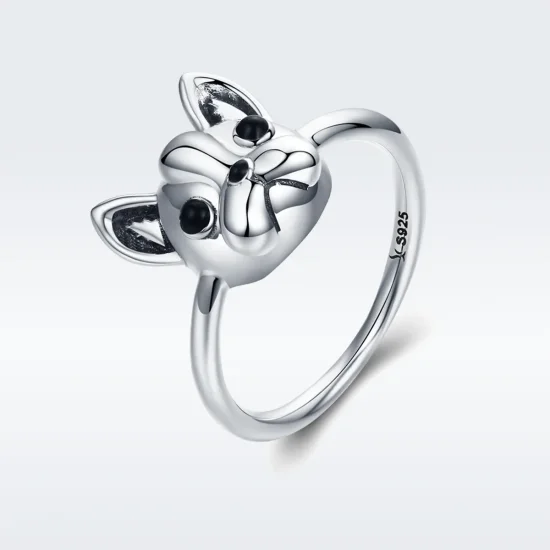 (image for) Pandora Style Silver Cute Bulldog Ring - SCR261