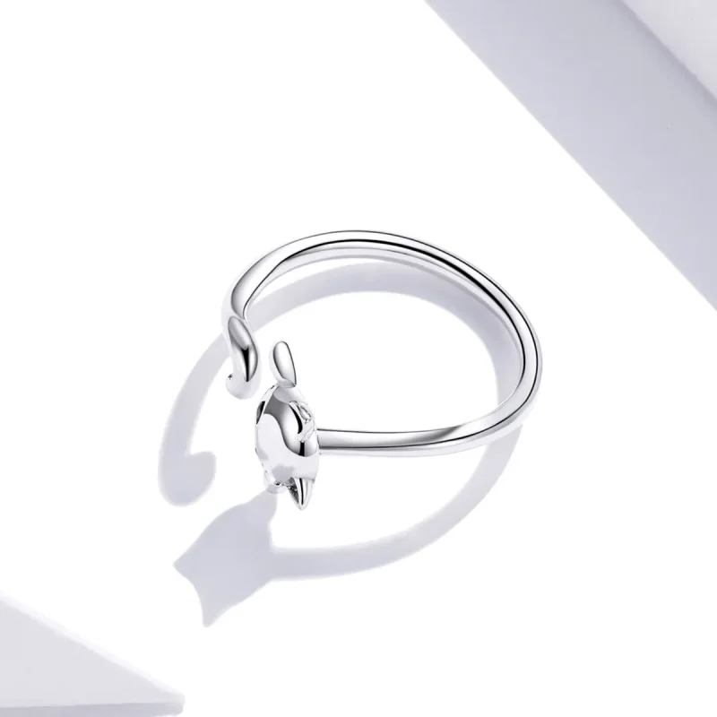 (image for) Pandora Style Silver Cute Cat Open Ring - SCR707 - View 4