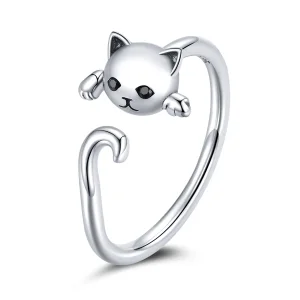 (image for) Pandora Style Silver Cute Cat Open Ring - SCR707