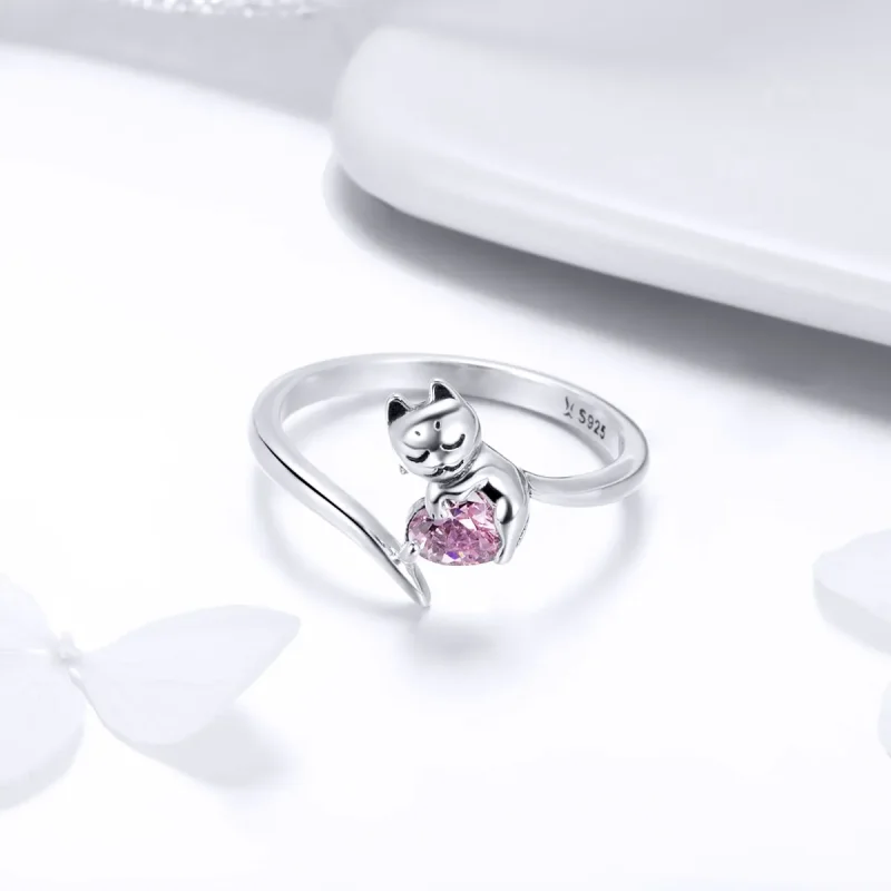(image for) Pandora Style Silver Cute Cat Ring - SCR446 - View 3