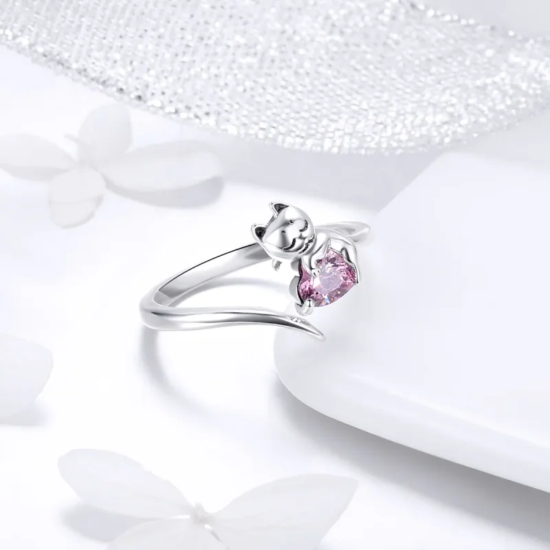 (image for) Pandora Style Silver Cute Cat Ring - SCR446 - View 4