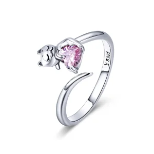 Pandora Style Silver Cute Cat Ring - SCR446 (image for) Pandora Style Silver Cute Cat Ring - SCR446