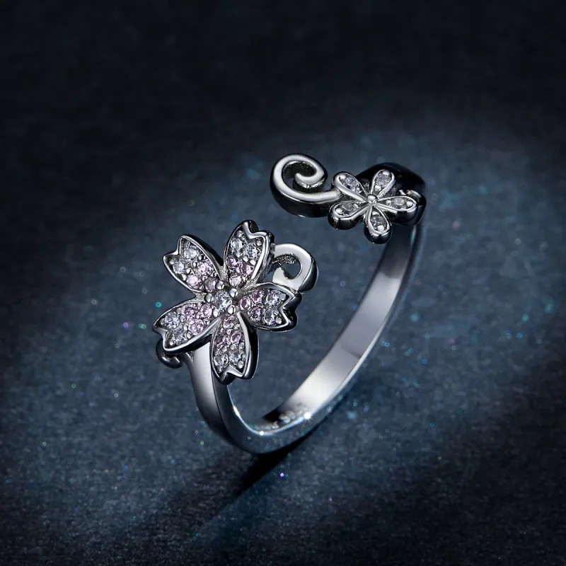 (image for) Pandora Style Silver Dazzling Daisy Open Ring - BSR086 - View 5
