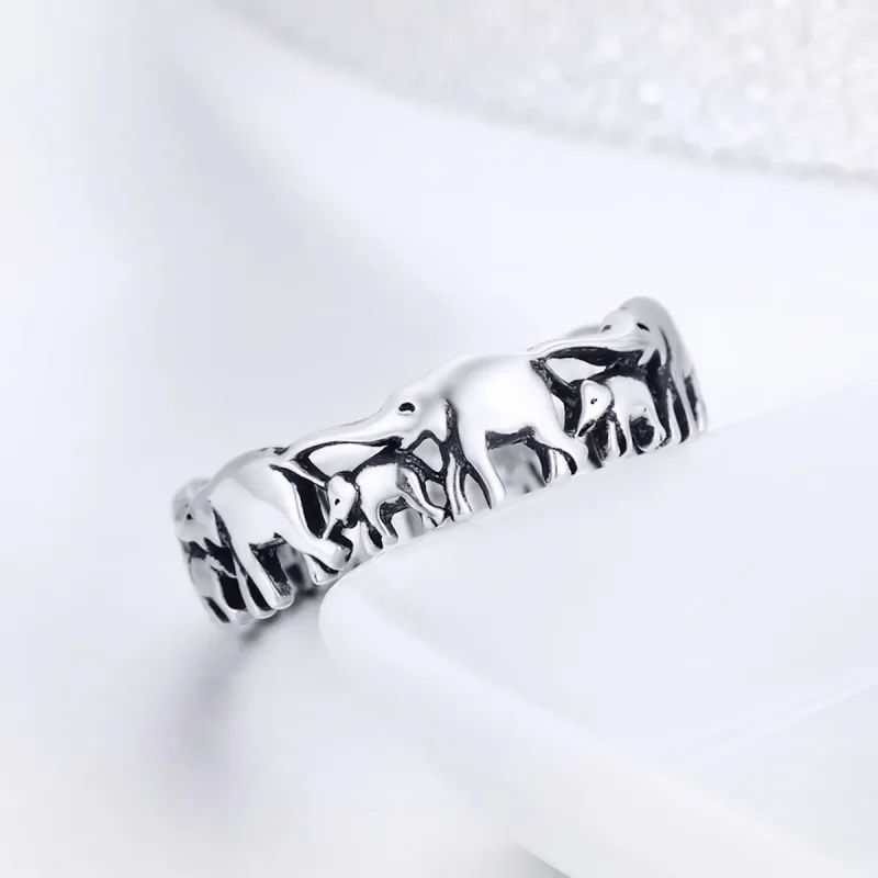 (image for) Pandora Style Silver Elephant Family Ring - SCR344 - View 2