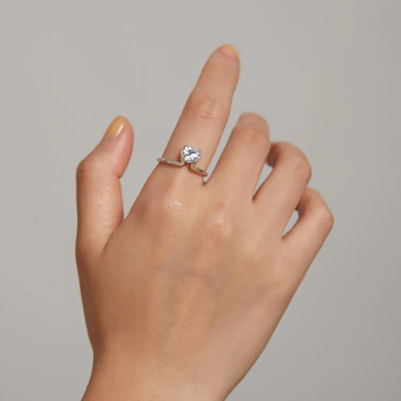 (image for) Pandora Style Silver Engagements Ring - SCR729 - View 6