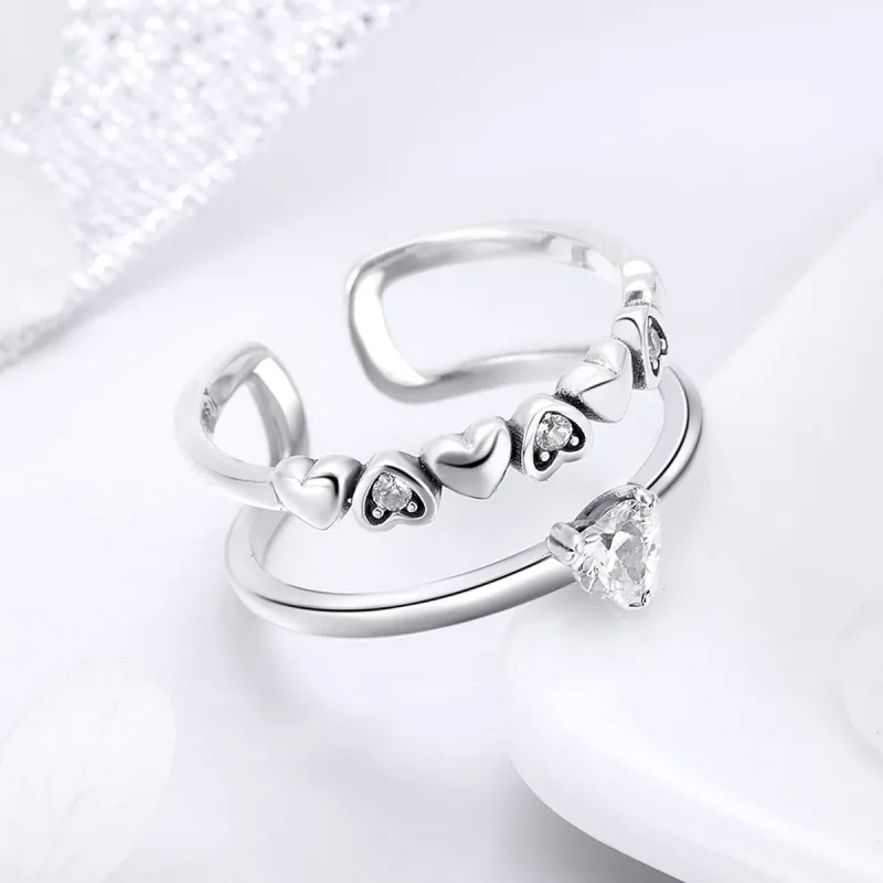 (image for) Pandora Style Silver Exquisite Heart Ring - SCR429 - View 3